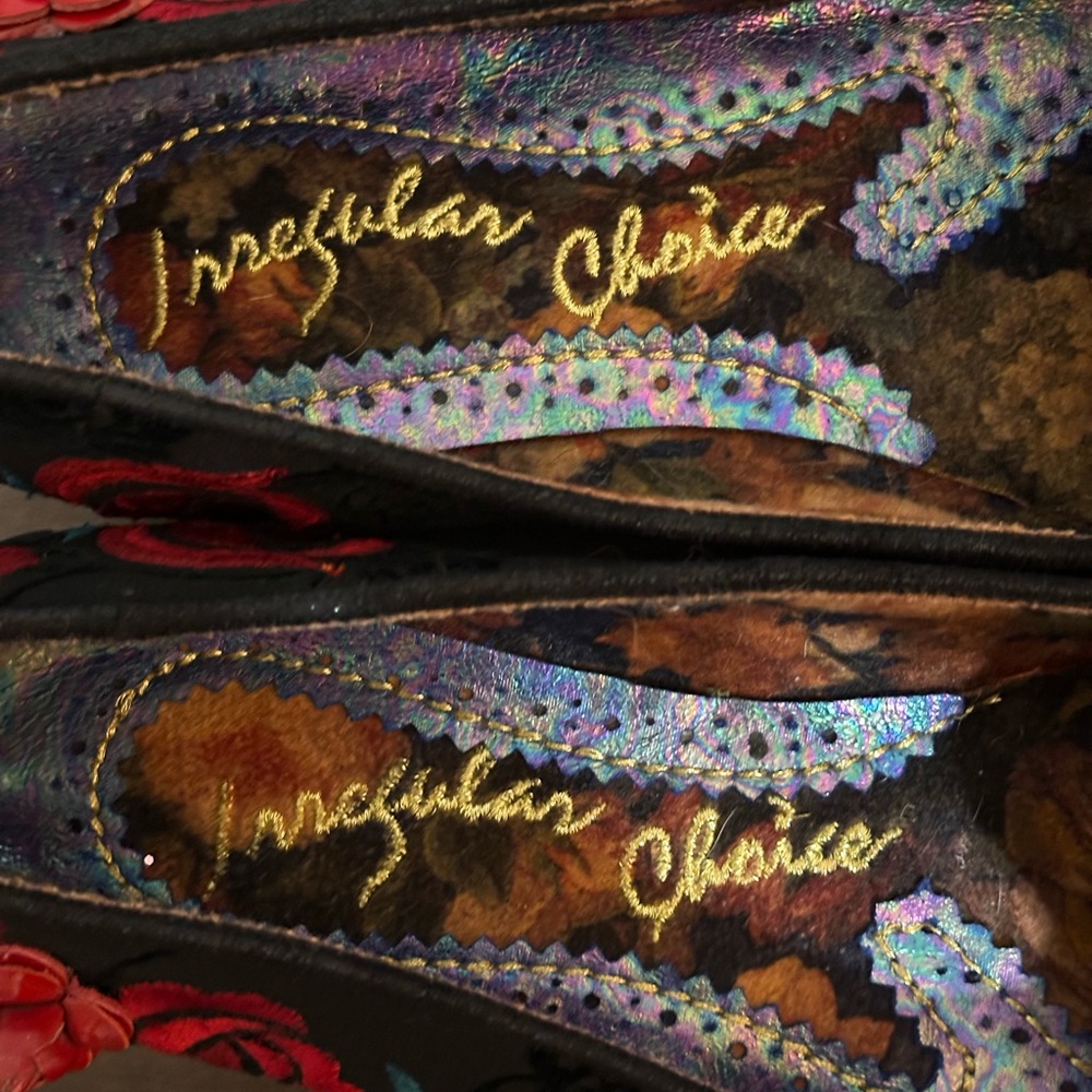 Irregular‎ Choice Casa Blanka Black Floral Embroidered Flats Women UK 38 US 7.5 - Picture 10 of 14